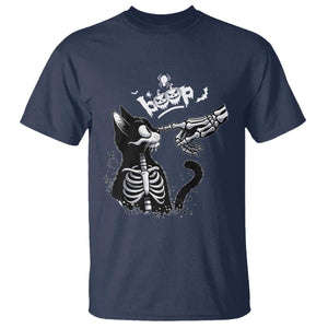 Black Cat Halloween T Shirt Skeleton Hand Boop TS14 Navy Print Your Wear