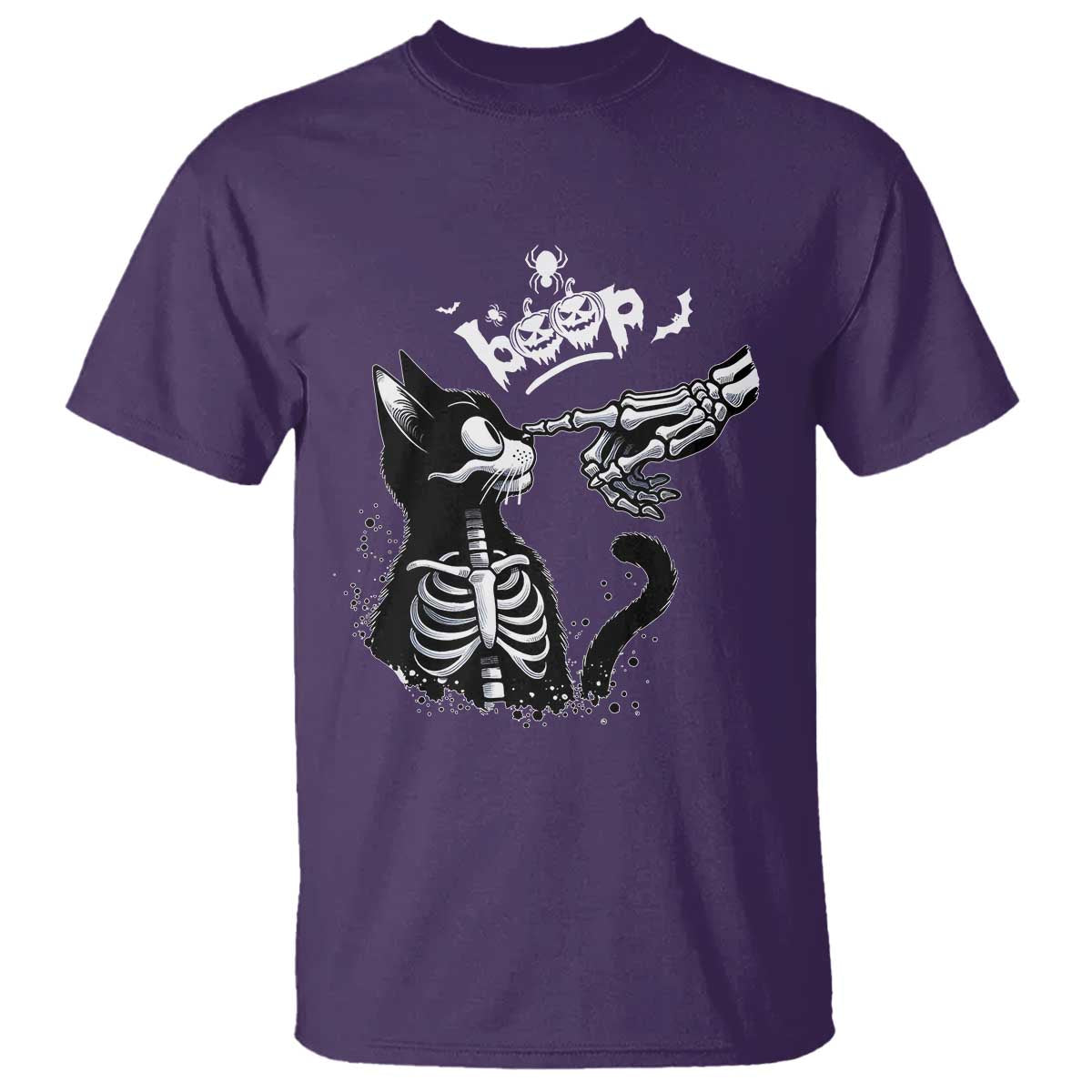 Black Cat Halloween T Shirt Skeleton Hand Boop TS14 Purple Print Your Wear