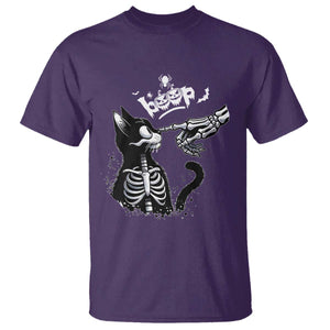 Black Cat Halloween T Shirt Skeleton Hand Boop TS14 Purple Print Your Wear