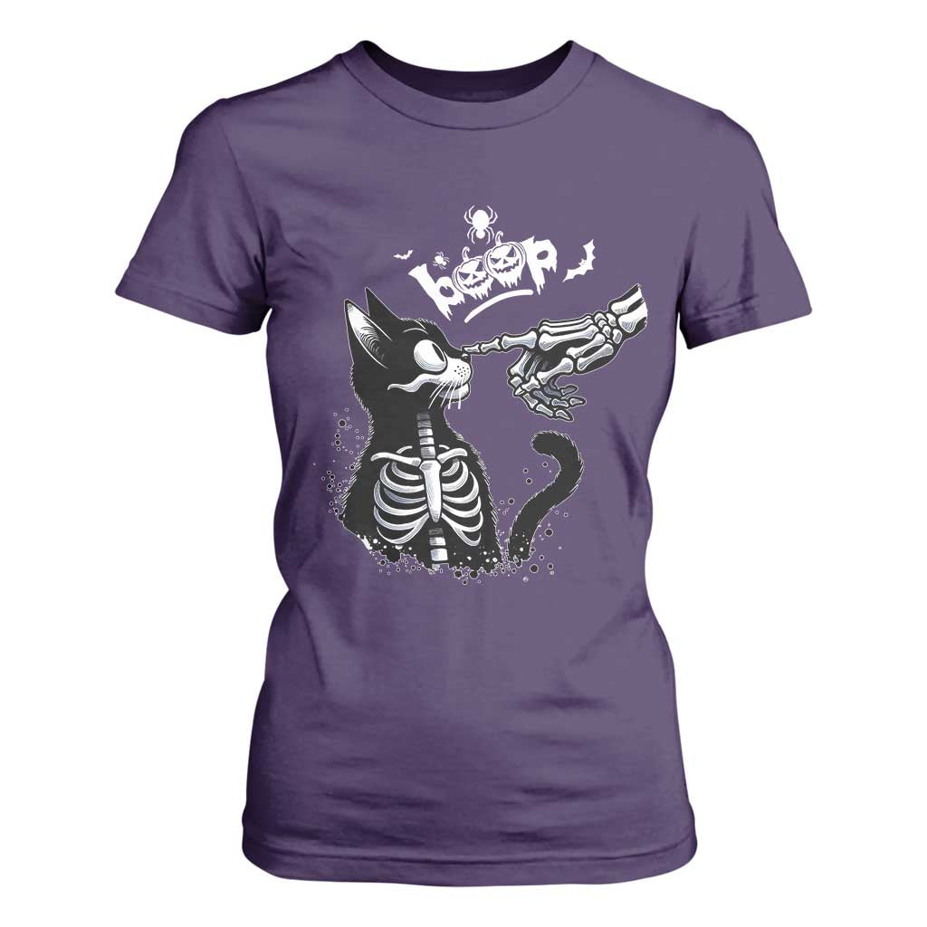 Black Cat Halloween T Shirt For Women Skeleton Hand Boop TS14 Purple Print Your Wear