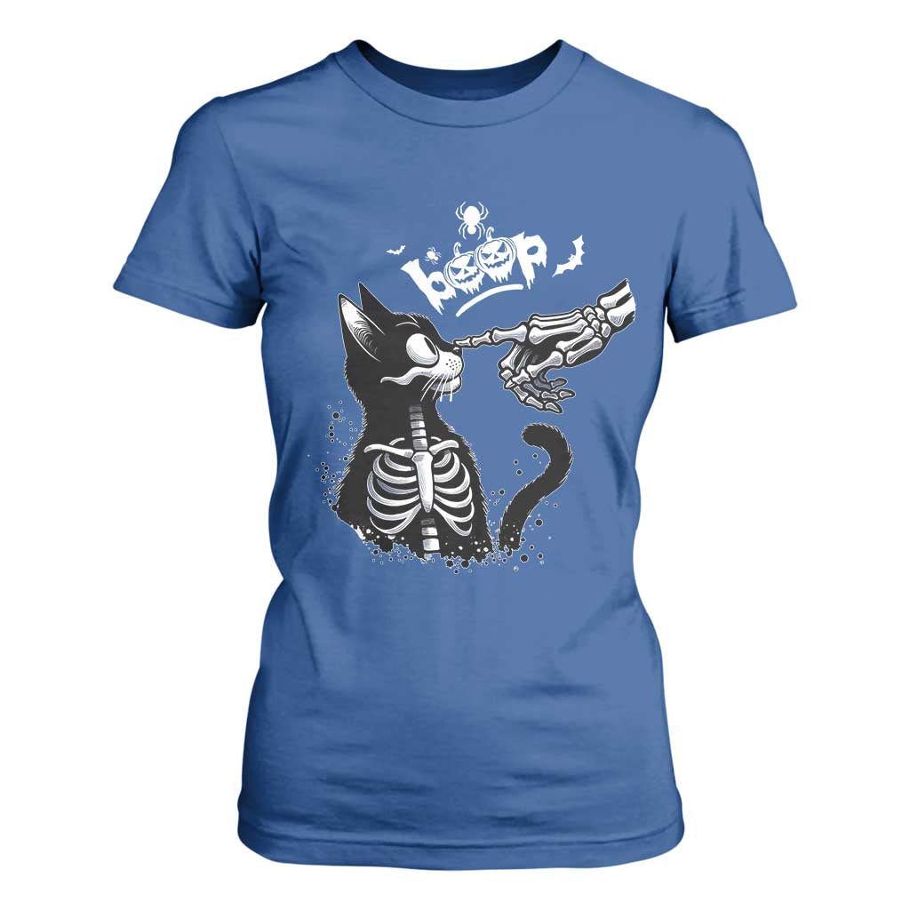 Black Cat Halloween T Shirt For Women Skeleton Hand Boop TS14 Royal Blue Print Your Wear
