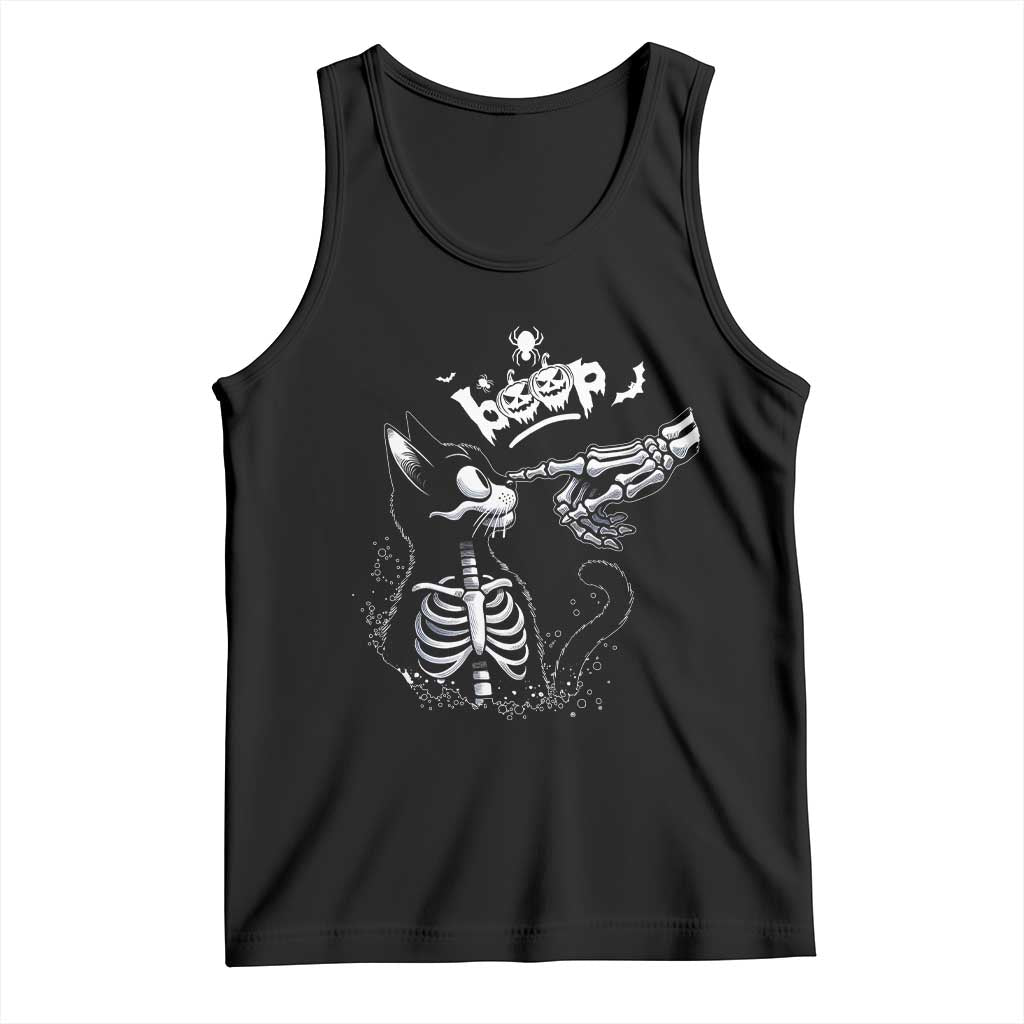 Black Cat Halloween Tank Top Skeleton Hand Boop TS14 Black Print Your Wear