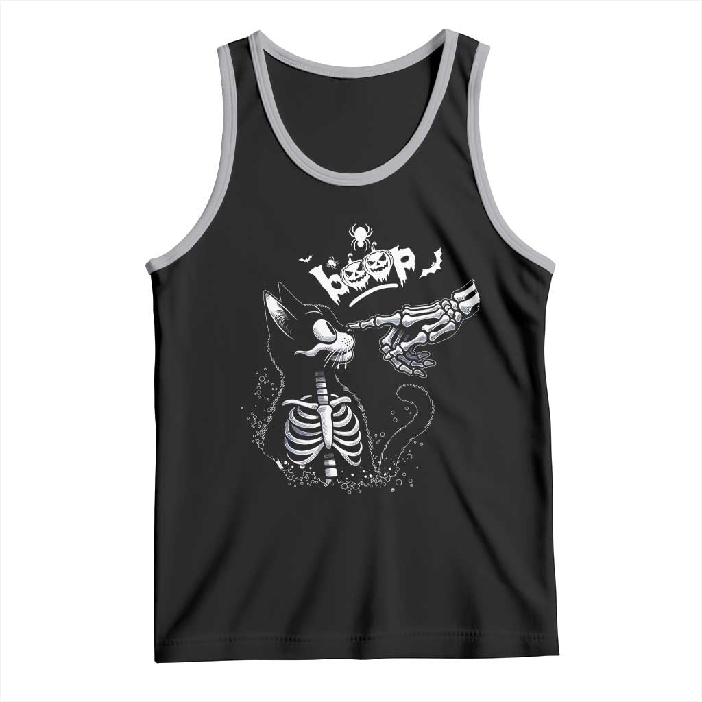Black Cat Halloween Tank Top Skeleton Hand Boop TS14 Black Athletic Heather Print Your Wear