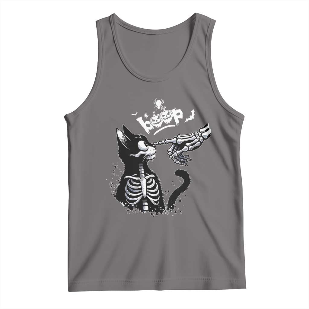 Black Cat Halloween Tank Top Skeleton Hand Boop TS14 Deep Heather Print Your Wear