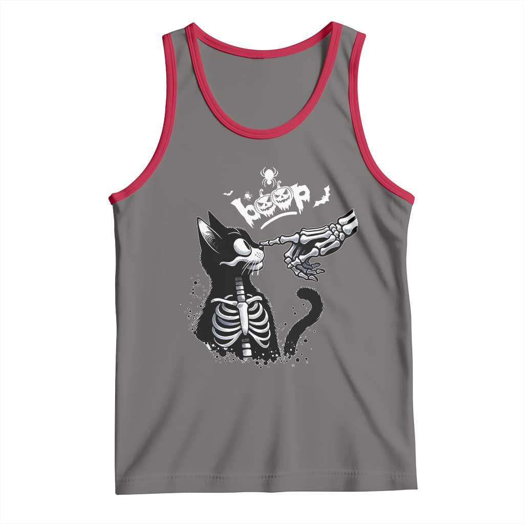 Black Cat Halloween Tank Top Skeleton Hand Boop TS14 Deep Heather Red Print Your Wear
