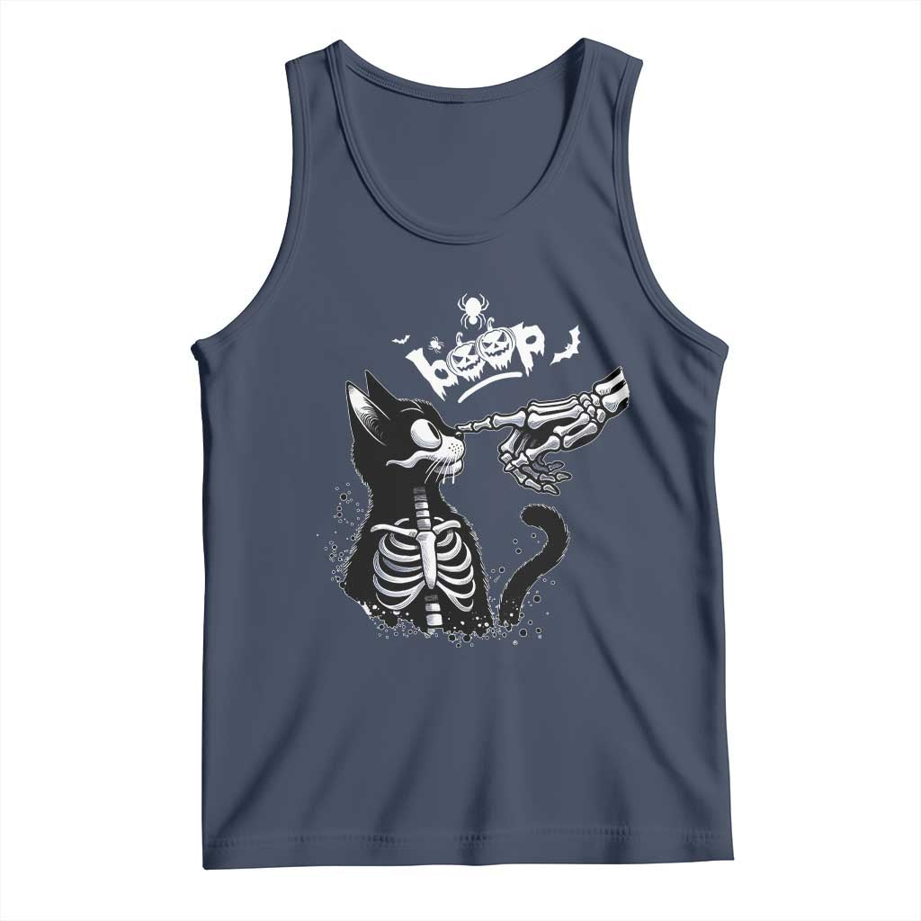 Black Cat Halloween Tank Top Skeleton Hand Boop TS14 Navy Print Your Wear