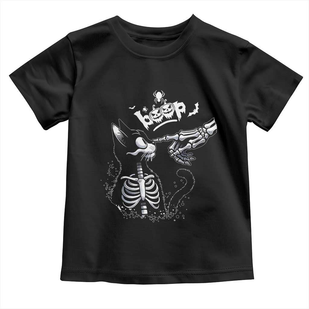 Black Cat Halloween Toddler T Shirt Skeleton Hand Boop TS14 Black Print Your Wear