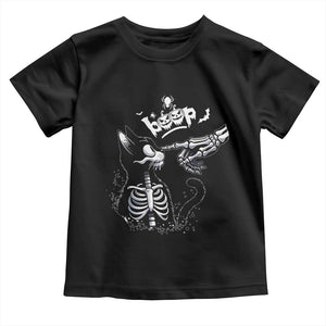 Black Cat Halloween Toddler T Shirt Skeleton Hand Boop TS14 Black Print Your Wear