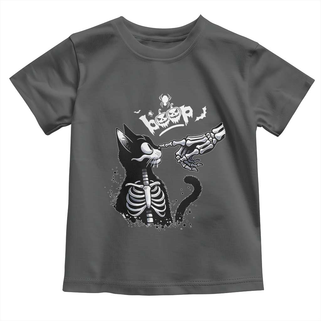 Black Cat Halloween Toddler T Shirt Skeleton Hand Boop TS14 Dark Heather Print Your Wear