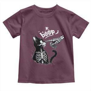 Black Cat Halloween Toddler T Shirt Skeleton Hand Boop TS14 Maroon Print Your Wear