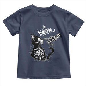 Black Cat Halloween Toddler T Shirt Skeleton Hand Boop TS14 Navy Print Your Wear