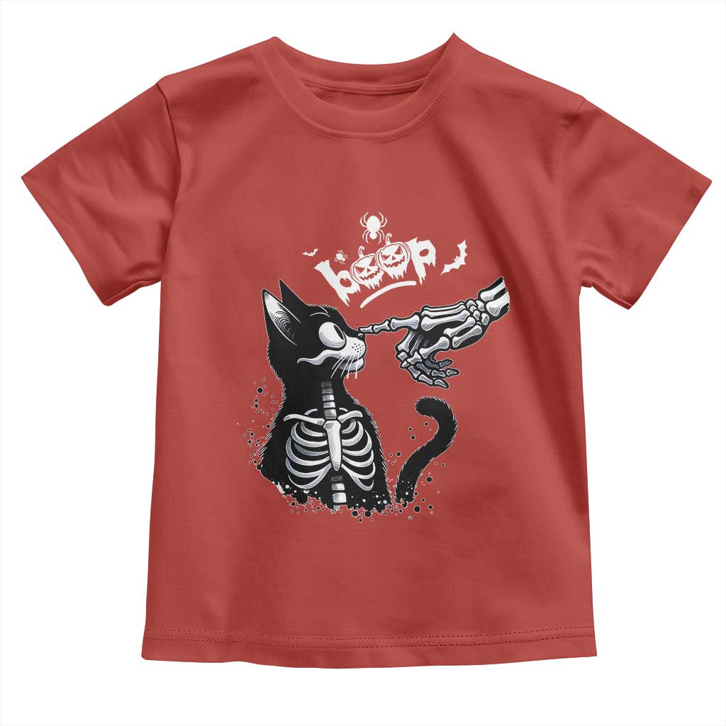 Black Cat Halloween Toddler T Shirt Skeleton Hand Boop TS14 Red Print Your Wear