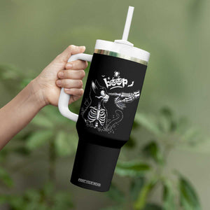 Black Cat Halloween Tumbler With Handle Skeleton Hand Boop TS14 Print Your Wear
