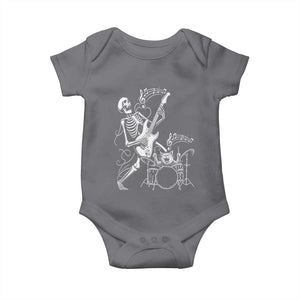 Rock Skeleton Cat Playing Guitar Baby Onesie Funny Halloween Kitty Music Lovers TS14 Charcoal Print Your Wear