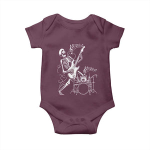 Rock Skeleton Cat Playing Guitar Baby Onesie Funny Halloween Kitty Music Lovers TS14 Maroon Print Your Wear