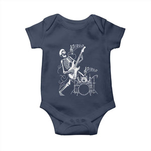 Rock Skeleton Cat Playing Guitar Baby Onesie Funny Halloween Kitty Music Lovers TS14 Navy Print Your Wear