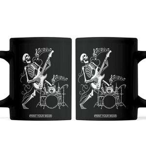 Rock Skeleton Cat Playing Guitar Coffee Mug Funny Halloween Kitty Music Lovers TS14 Black Print Your Wear