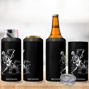 Rock Skeleton Cat Playing Guitar 4 in 1 Can Cooler Tumbler Funny Halloween Kitty Music Lovers TS14 Print Your Wear