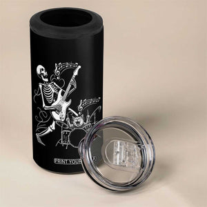 Rock Skeleton Cat Playing Guitar 4 in 1 Can Cooler Tumbler Funny Halloween Kitty Music Lovers TS14 Print Your Wear