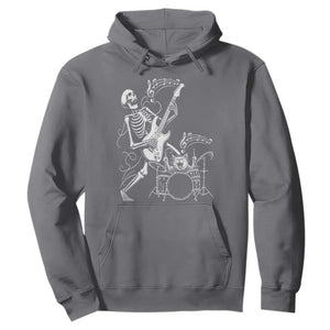 Rock Skeleton Cat Playing Guitar Hoodie Funny Halloween Kitty Music Lovers TS14 Charcoal Print Your Wear