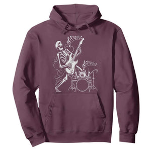 Rock Skeleton Cat Playing Guitar Hoodie Funny Halloween Kitty Music Lovers TS14 Maroon Print Your Wear