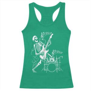 Rock Skeleton Cat Playing Guitar Racerback Tank Top Funny Halloween Kitty Music Lovers TS14 Irish Green Print Your Wear