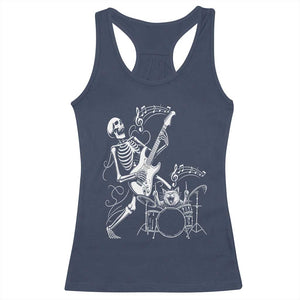 Rock Skeleton Cat Playing Guitar Racerback Tank Top Funny Halloween Kitty Music Lovers TS14 Navy Print Your Wear