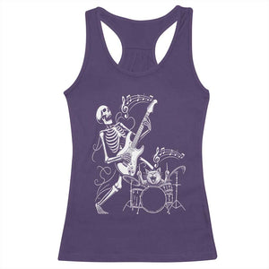 Rock Skeleton Cat Playing Guitar Racerback Tank Top Funny Halloween Kitty Music Lovers TS14 Purple Print Your Wear