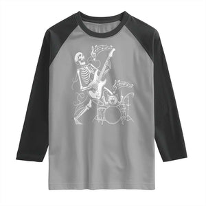 Rock Skeleton Cat Playing Guitar Raglan Shirt Funny Halloween Kitty Music Lovers TS14 Sport Gray Black Print Your Wear