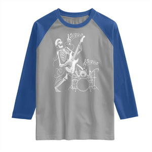 Rock Skeleton Cat Playing Guitar Raglan Shirt Funny Halloween Kitty Music Lovers TS14 Sport Gray Royal Print Your Wear