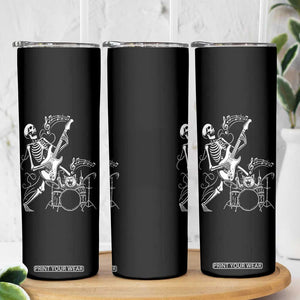 Rock Skeleton Cat Playing Guitar Skinny Tumbler Funny Halloween Kitty Music Lovers TS14 Print Your Wear