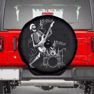 Rock Skeleton Cat Playing Guitar Spare Tire Cover Funny Halloween Kitty Music Lovers TS14 Black Print Your Wear