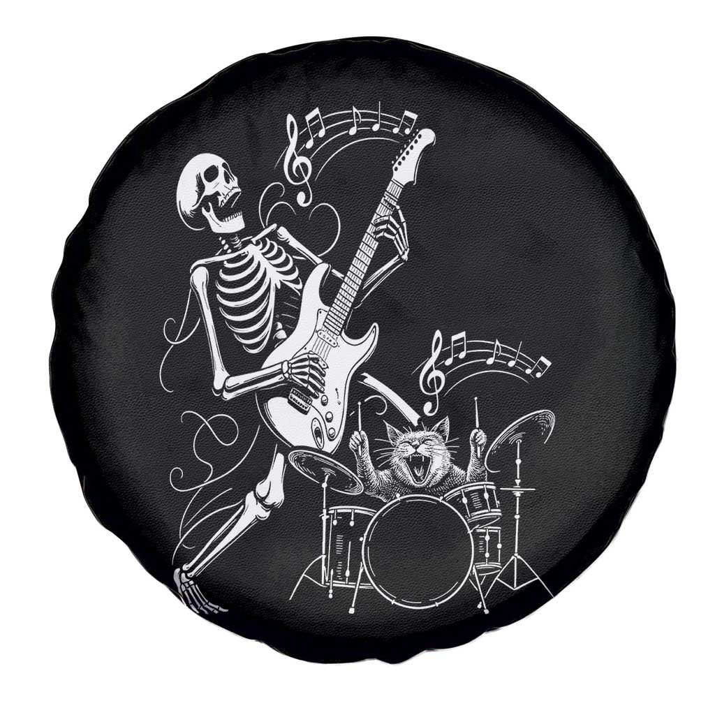 Rock Skeleton Cat Playing Guitar Spare Tire Cover Funny Halloween Kitty Music Lovers TS14 Print Your Wear