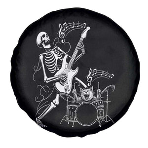 Rock Skeleton Cat Playing Guitar Spare Tire Cover Funny Halloween Kitty Music Lovers TS14 Print Your Wear