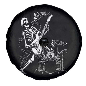 Rock Skeleton Cat Playing Guitar Spare Tire Cover Funny Halloween Kitty Music Lovers TS14 Print Your Wear