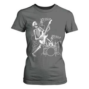 Rock Skeleton Cat Playing Guitar T Shirt For Women Funny Halloween Kitty Music Lovers TS14 Dark Heather Print Your Wear