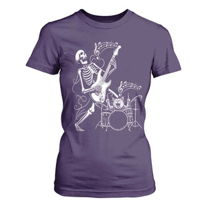 Rock Skeleton Cat Playing Guitar T Shirt For Women Funny Halloween Kitty Music Lovers TS14 Purple Print Your Wear