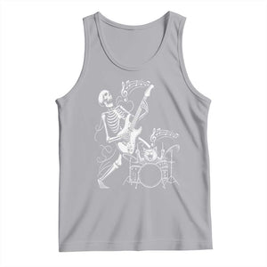 Rock Skeleton Cat Playing Guitar Tank Top Funny Halloween Kitty Music Lovers TS14 Athletic Heather Print Your Wear