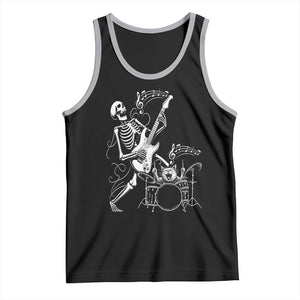 Rock Skeleton Cat Playing Guitar Tank Top Funny Halloween Kitty Music Lovers TS14 Black Athletic Heather Print Your Wear