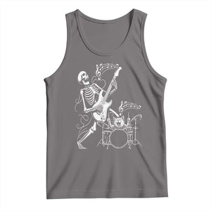 Rock Skeleton Cat Playing Guitar Tank Top Funny Halloween Kitty Music Lovers TS14 Deep Heather Print Your Wear