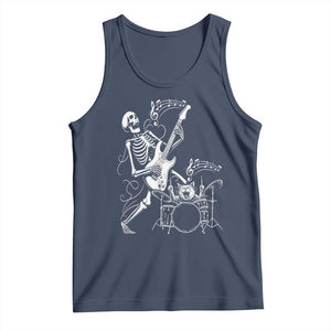 Rock Skeleton Cat Playing Guitar Tank Top Funny Halloween Kitty Music Lovers TS14 Navy Print Your Wear