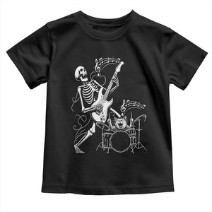 Rock Skeleton Cat Playing Guitar Toddler T Shirt Funny Halloween Kitty Music Lovers TS14 Black Print Your Wear