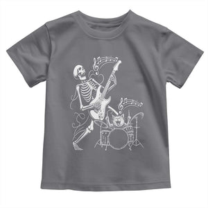 Rock Skeleton Cat Playing Guitar Toddler T Shirt Funny Halloween Kitty Music Lovers TS14 Charcoal Print Your Wear