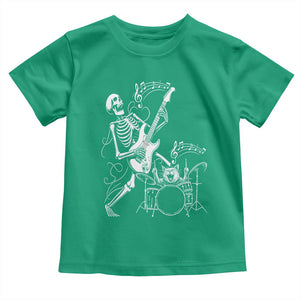 Rock Skeleton Cat Playing Guitar Toddler T Shirt Funny Halloween Kitty Music Lovers TS14 Irish Green Print Your Wear