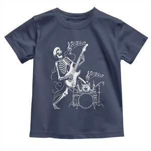 Rock Skeleton Cat Playing Guitar Toddler T Shirt Funny Halloween Kitty Music Lovers TS14 Navy Print Your Wear