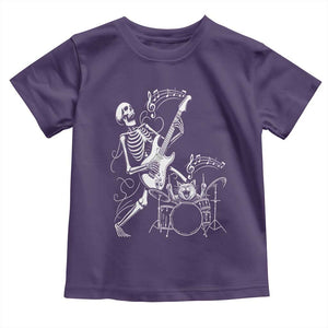 Rock Skeleton Cat Playing Guitar Toddler T Shirt Funny Halloween Kitty Music Lovers TS14 Purple Print Your Wear