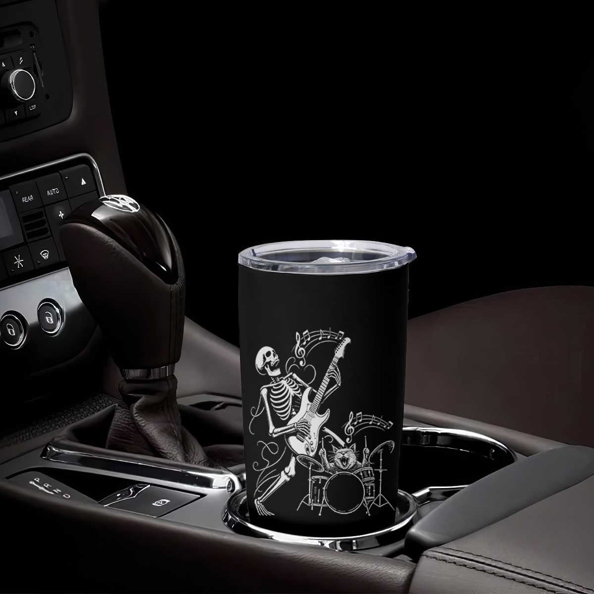 Rock Skeleton Cat Playing Guitar Tumbler Cup Funny Halloween Kitty Music Lovers TS14 Print Your Wear