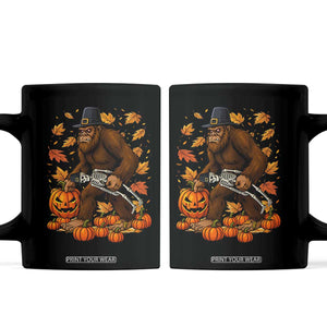 Funny Bigfoot Skeleton Coffee Mug Thanksgiving Day Sasquatch Pilgrim TS14 Black Print Your Wear