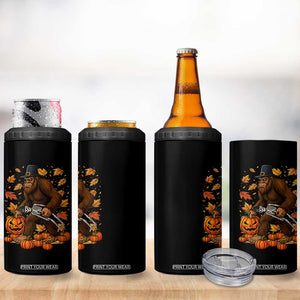 Funny Bigfoot Skeleton 4 in 1 Can Cooler Tumbler Thanksgiving Day Sasquatch Pilgrim TS14 Print Your Wear