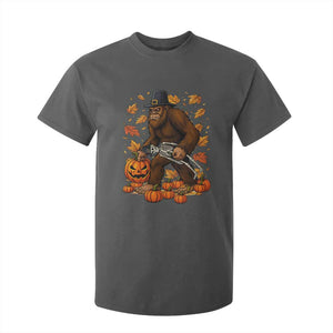 Funny Bigfoot Skeleton T Shirt For Kid Thanksgiving Day Sasquatch Pilgrim TS14 Dark Heather Print Your Wear